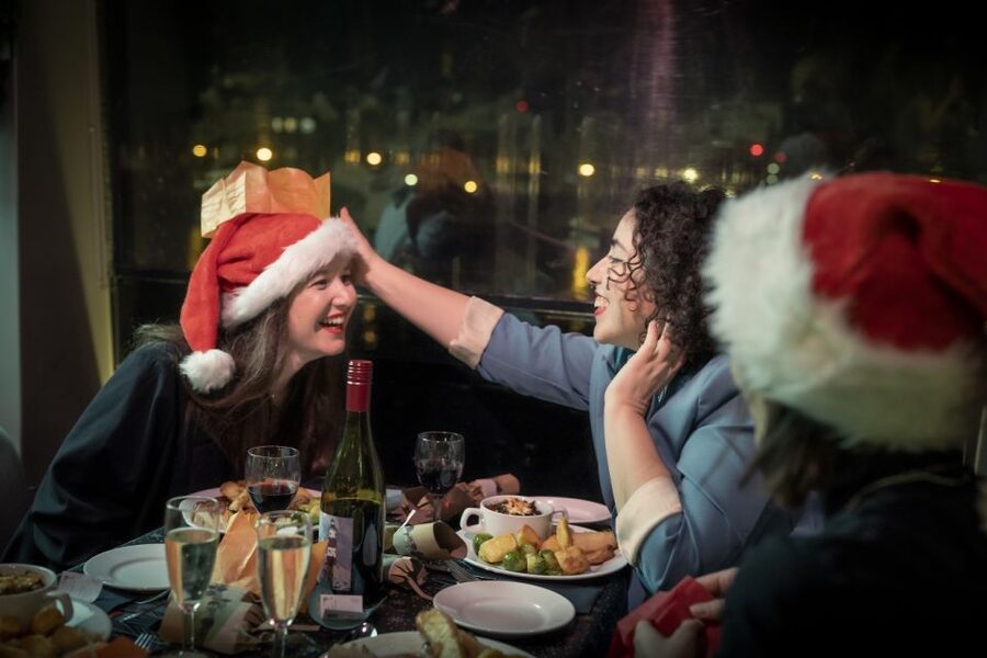 London: Christmas Party Dinner Cruise - Welcome sparkling wine, then dinner inside the heated saloon