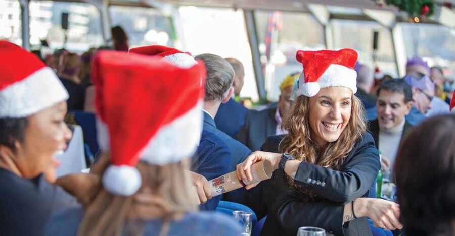 London: Christmas Party Lunch Cruise - Getting on board: Westminster Pier, smart-casual, and tables of 10