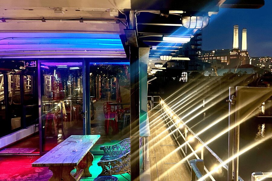 London: Dark Comedy on Iconic Battersea Barge - The three-deck layout: where to drink, watch, and take Thames photos