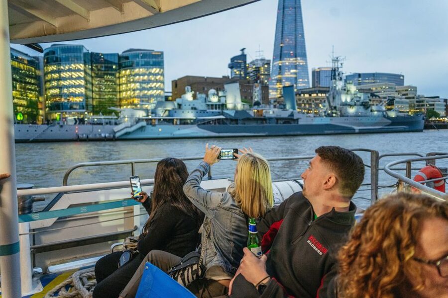 London: Ghost Walk and River Thames Boat Ride - The Catamaran segment: a bar break on the Thames