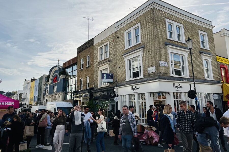 Notting Hill Walk Celebrities and Film Locations- London - Portobello Road: the market street with real residents
