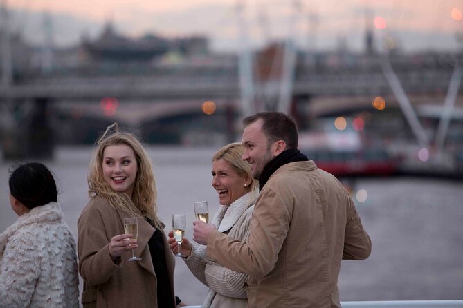 River Thames Evening Cruise with Sparkling wine and Canapés - The London Eye and Shakespeare’s Globe: bright, recognizable, and easy to spot