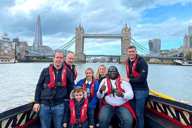 Speedboat 'THE THAMES BEAST' from Tower Millennium Pier - 40 mins - The itinerary in order: landmarks you pass, from Tower of London to the Shard